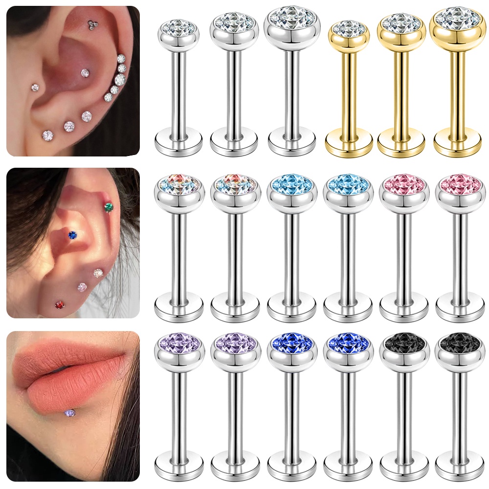 1 Khuyên Xỏ Cơ Thể 2 / 3 / 4mm Bằng Thép Không Gỉ Nhiều Màu Sắc