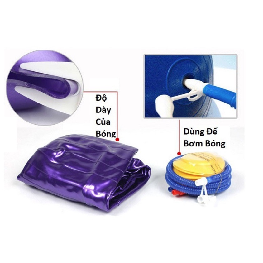 Bóng Tập Yoga Cao Cấp  Chống Nổ Bóng 55cm Dày 2mm (Tặng bơm bóng và phụ kiện)