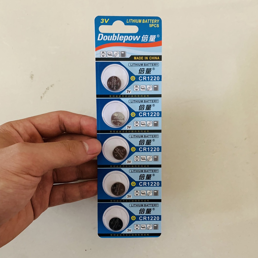 Vỉ 5 Viên Pin CR1220 Lithium 3V Doublepow Dùng Cho Remote ô tô, xe máy, cân điện tử, đồng hồ, máy đo kĩ thuật, CMOS