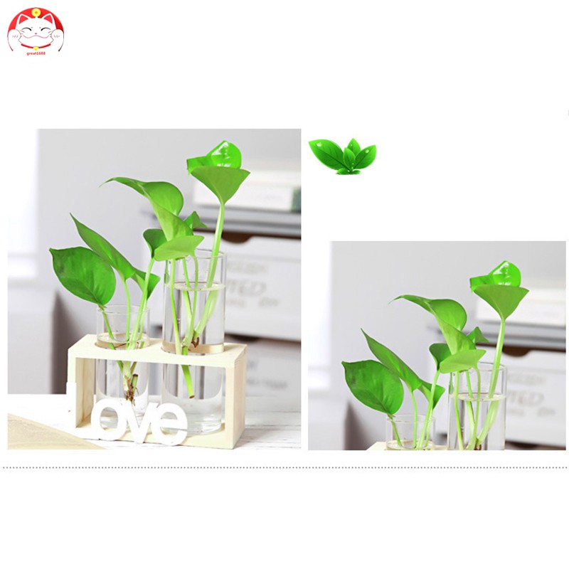 ✂GT⁂ Wooden Stand Hanging Glass Pot Flower Plant Pot Hydroponic Container Home Decoration Accessories