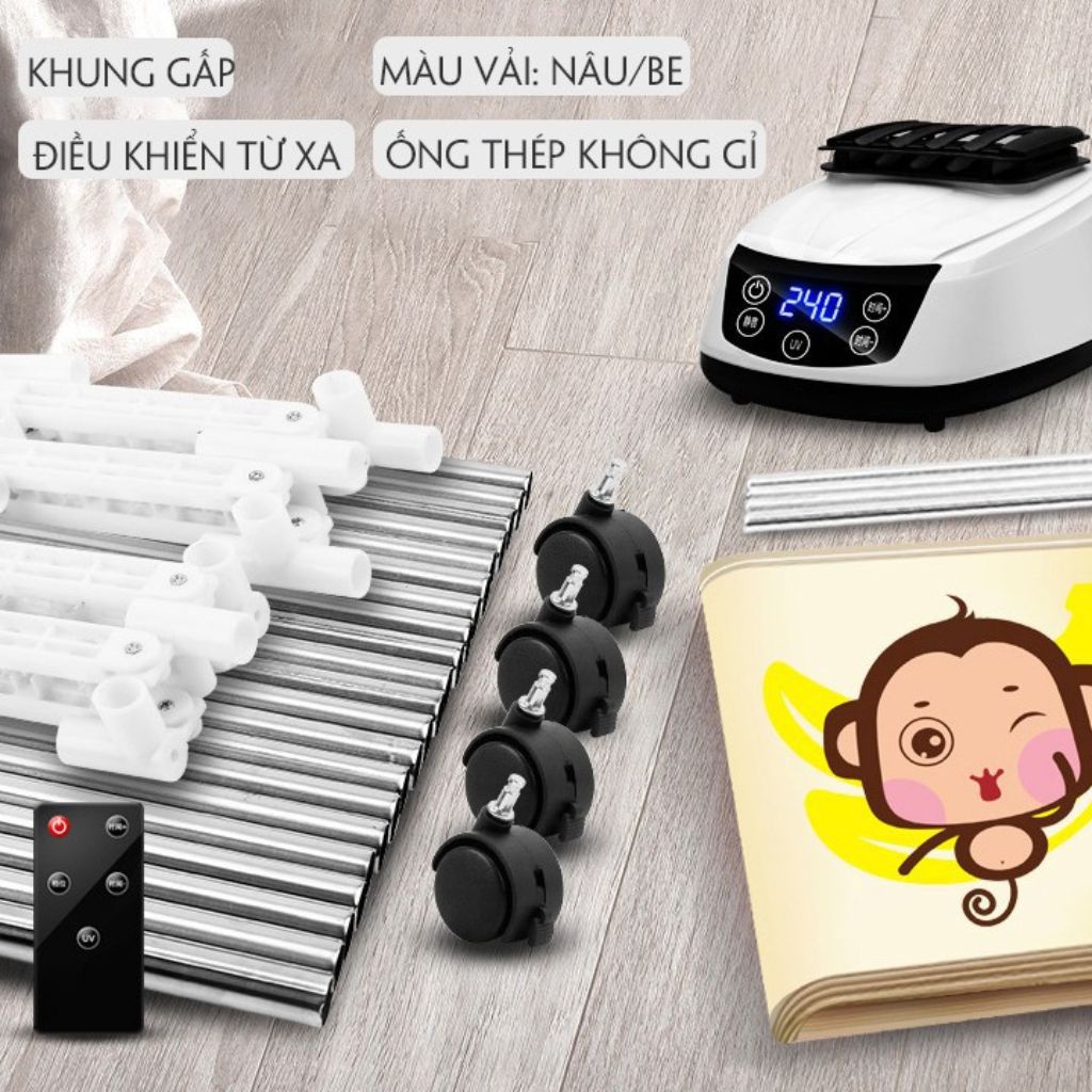Tủ sấy quần áo có điều khiển từ xa sấy siêu nhanh, máy sấy quần áo công suất 1200W không gây tiếng ồn