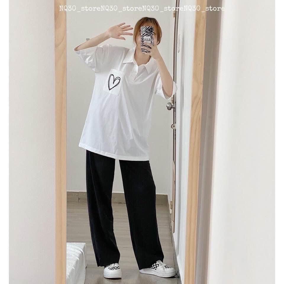 Áo Polo Dáng Rộng Tay Lỡ Hình Tim Hot2021 [ Siêu Rẻ] - Zami - TL0011