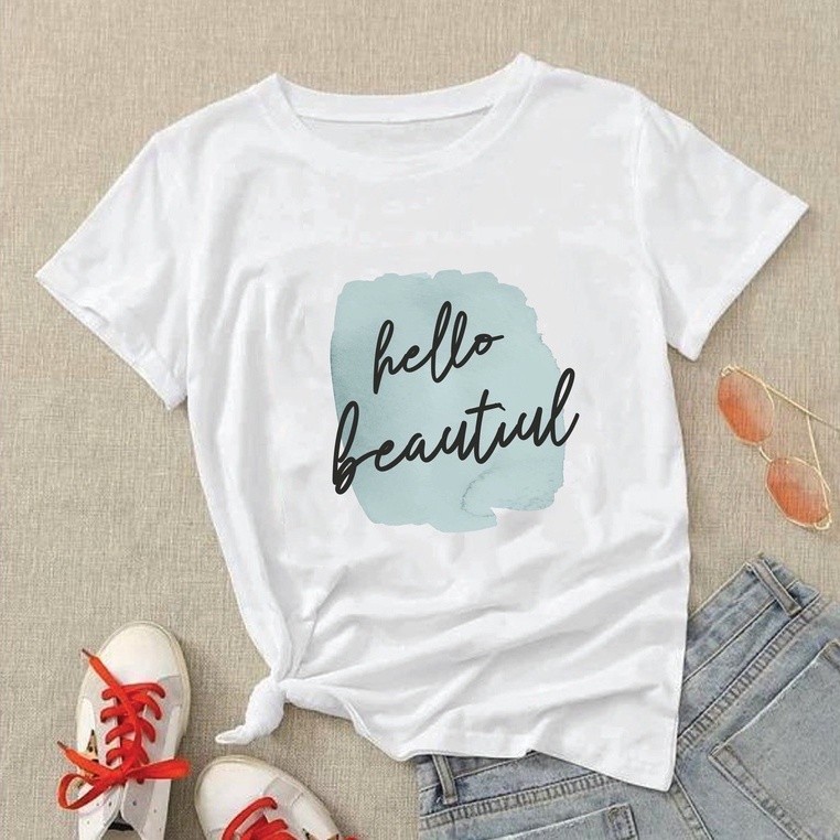 Áo thun Hello Beautiful phông cotton sang xịn mịn HÃNG HALAN