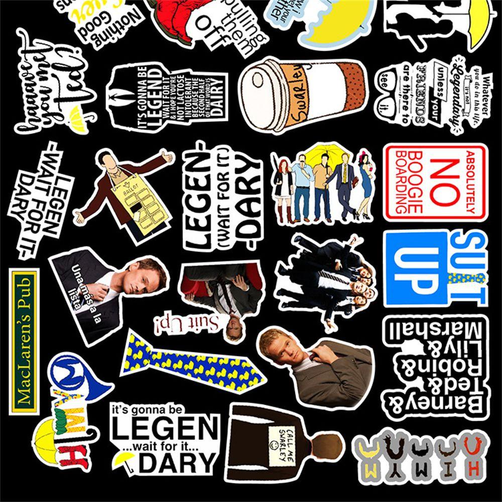 Bộ 50 Miếng Dán Trang Trí Tủ Lạnh/Laptop/Ván Trượt Chống Thấm Nước In Chữ How I Met Your Mother