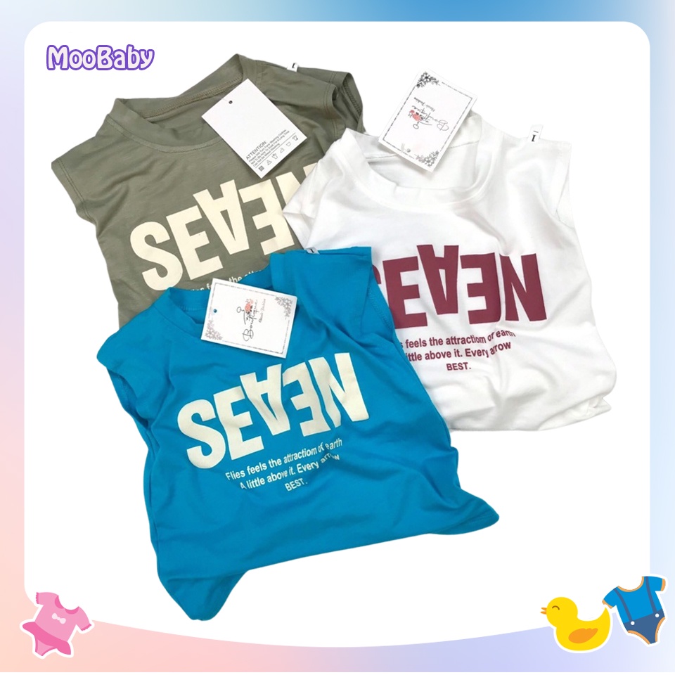 Áo ba lỗ sát nách bé trai in chữ SEVEN chất coton siêu mát siêu cute, Áo thun hè cho bé từ 6 - 18kg Moobaby shop