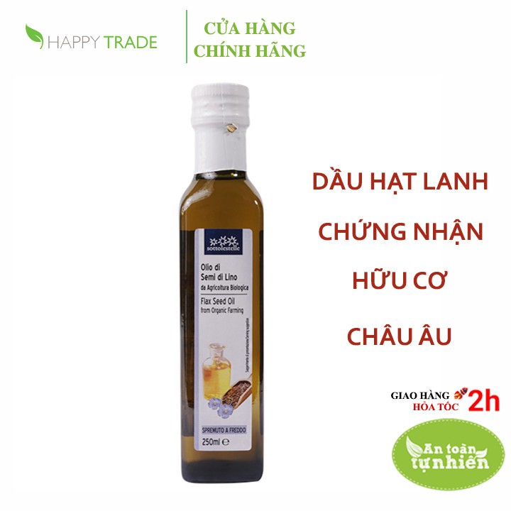 [Mã BMBAU50 giảm 7% đơn 99K] Dầu Hạt Lanh Ép Lạnh Hữu Cơ Organic Flax Seed Oil Sottolestelle 250ml