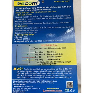 BỘ ĐIỀU KHIỂN CỬA CUỐN DC - 2017