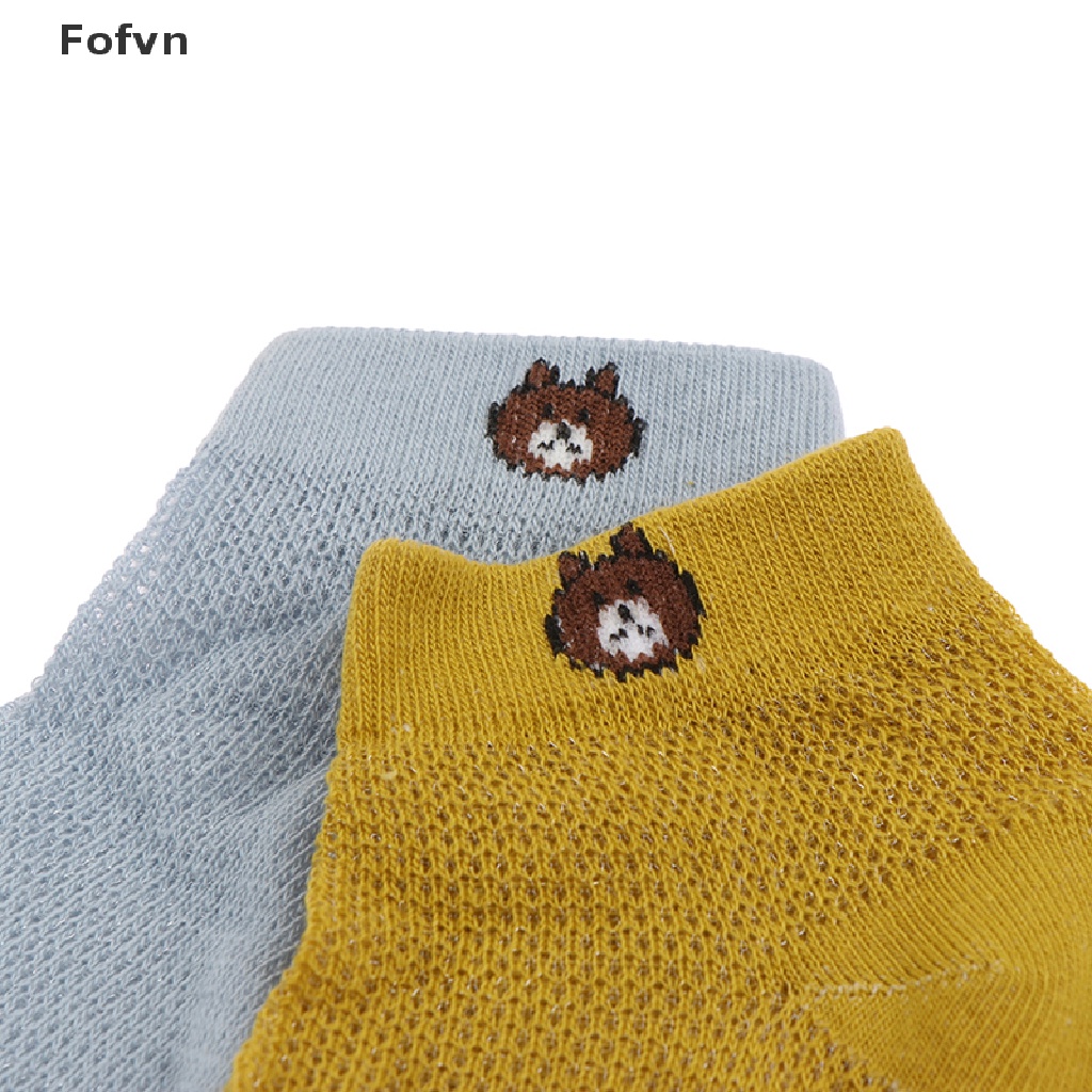 Set 5 Đôi Tất Lưới Mỏng Nhiều Màu Sắc Hình Gấu Mới Thời Trang Xuân Hè Cho Bé