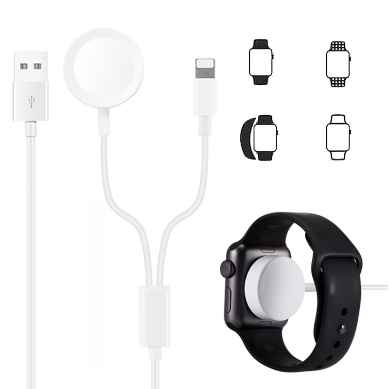 Đa Năng 2 Trong 1 Bộ Sạc Không Dây Cho Các Dòng Đồng Hồ Apple 5 4 3 2 1 USB cáp Sạc Từ Dành Cho iPhone IWatch Series7 ]