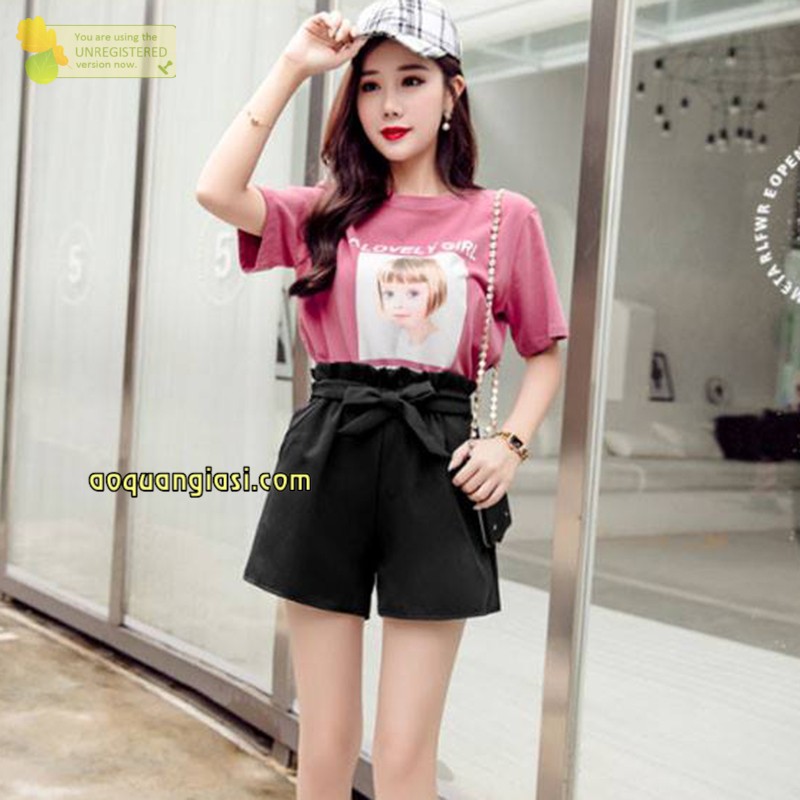 Quần sooc nữ ống rộng AQGS thắt nơ màu đen size S,M MT951 nữ tính, chuẩn store hàn quốc freeship 50k