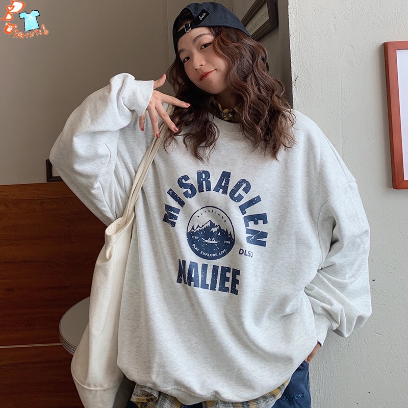 Áo Sweater Tay Dài VATI Dáng RộngÁo Thun In Chữ Phong Cách Hàn Quốc Dễ Thương Cho Nữ