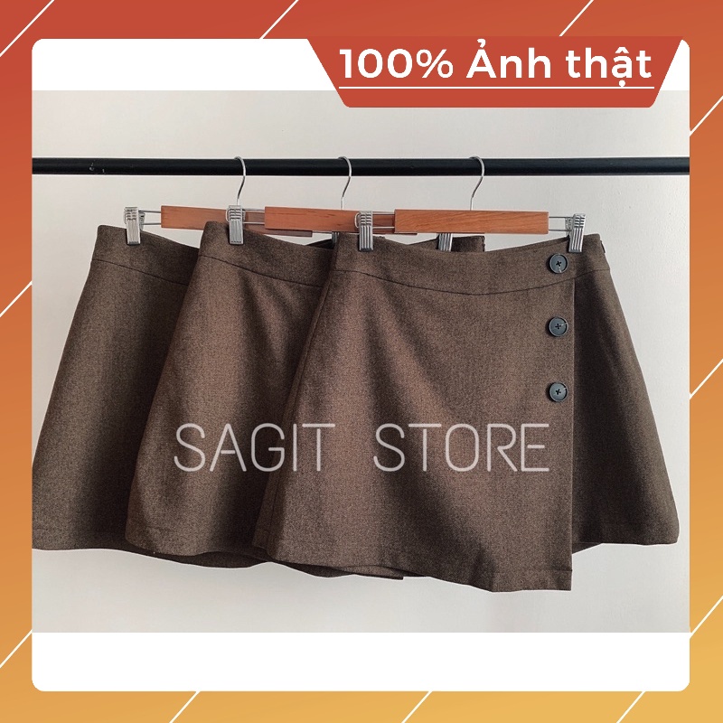 QUẦN VÁY DẠ KHUY GIẢ VÁY MÀU NÂU CAFE THIẾT KẾ có bigsize đến 84cm