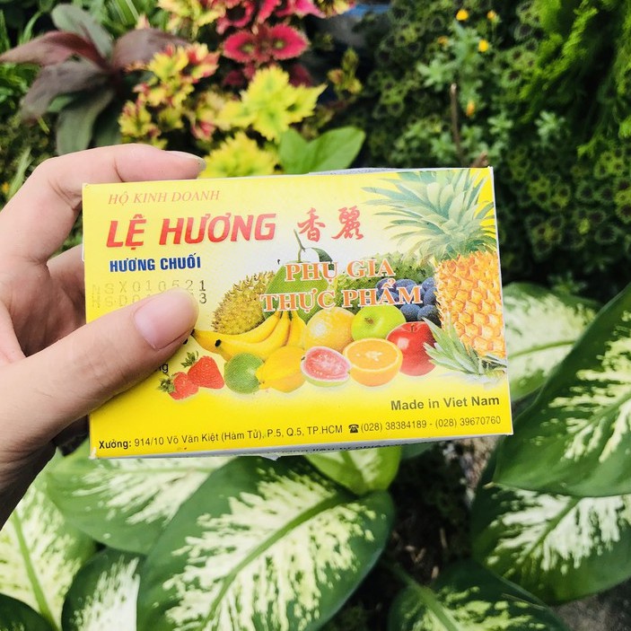 Tinh Dầu Chuối Lệ Hương Hộp vàng Loại 2 | Hộp 10 ống 5ml | Tạo hương thơm cho bánh mứt, chè, sương sáo