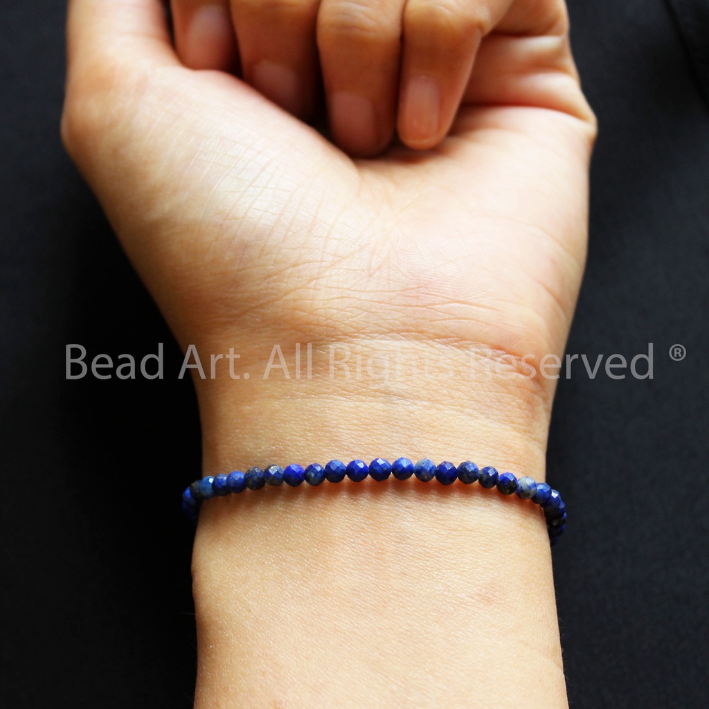 Vòng Tay Lapis Lazuli Thiên Nhiên Size Mini 3mm Màu Xanh Dương, Thuỷ, Mộc, Vòng Tay Phong Thuỷ, Chuỗi Hạt S50 - Bead Art