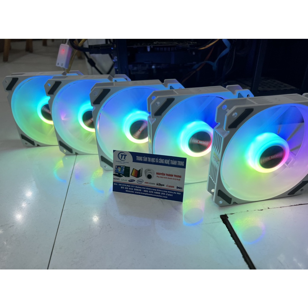 Quạt Tản Nhiệt, Fan Led RGB Coolmoon Y2 Có Điều Tốc PWM - Led Sync Main 3 Pin 5v Bộ Hub Coolmoon P-ARGB PWM