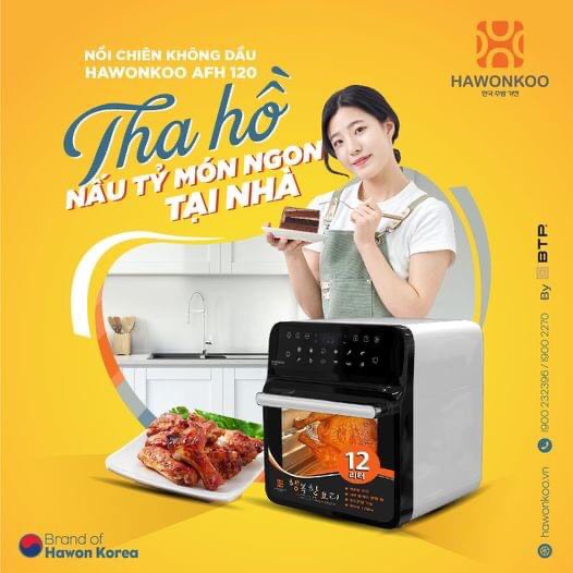 Nồi Chiên Không Dầu Điện Tử Hawonkoo AFH-101/AFH-120 [Dung tích 10-12 Lít] - Hàng Chính Hãng - Bảo Hành 12 Tháng