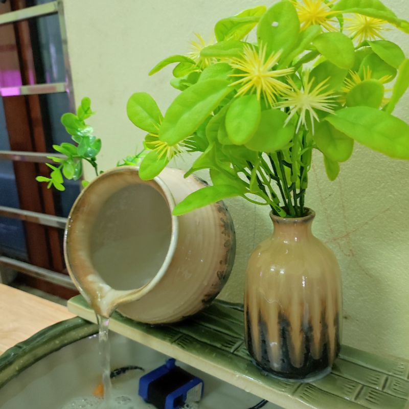 Thác nước phong thủy gốm sứ BÁt tràng