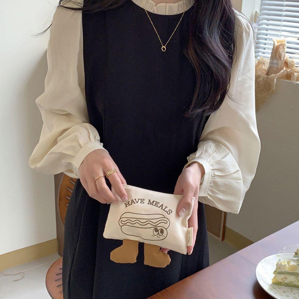 Túi Canvas Đựng Tiền Xu / Tai Nghe Chống Thấm Nước Hình Hamburger Thời Trang