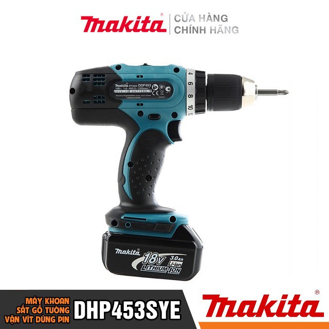 [Chính Hãng] Máy Khoan Bắt Vít Dùng Pin Makita DHP453SYE (18V-1.5AH), Bảo Hành Tại Các TTBH Toàn Quốc