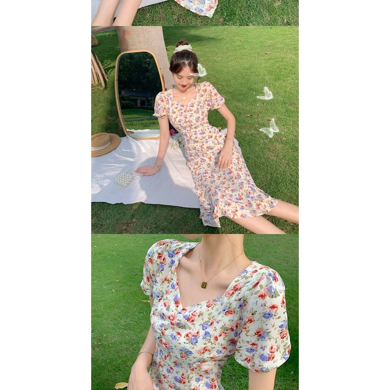 Đầm Hoa Dáng Dài Cổ V Thời Trang Dành Cho Nữ đầm bầu váy nữ váy bé gái váy dài chân váy dài váy nữ chân váy dài