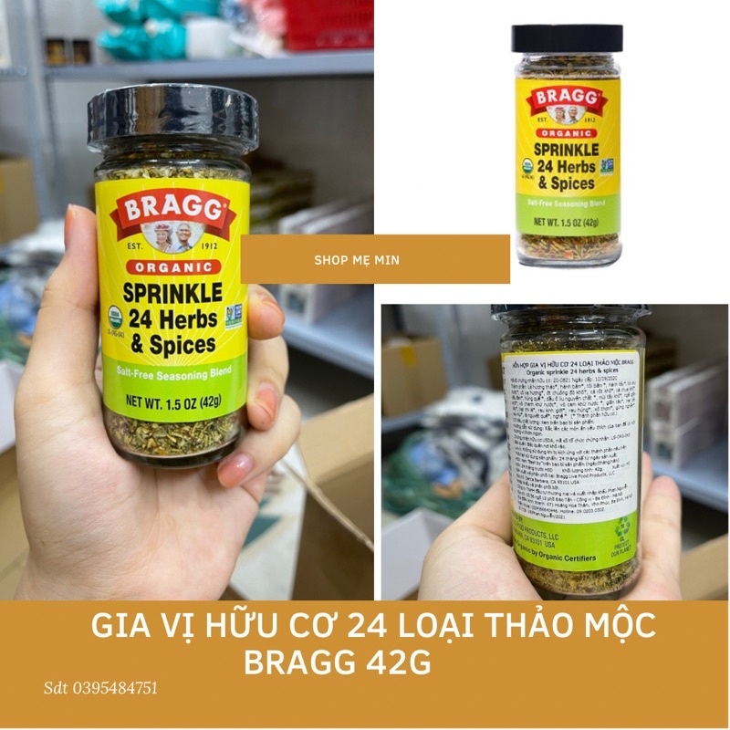 [ CHÍNH HÃNG] Hỗn Hợp Gia Vị 24 Loại Thảo Mộc Hữu Cơ Bragg 42gr – Organic Sprinkle 24 Herbs &amp; Spices