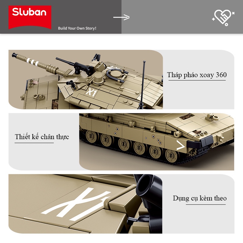 Đồ chơi Lắp ráp Xe Tăng MK4 RC, Sluban B1022 Xếp hình thông minh, Mô hình Xe Tăng