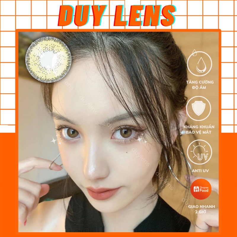 Lens mắt cận nâu rêu USA BROWN 14mm - Kính áp tròng nâu tây Hàn Quốc hạn 1 năm