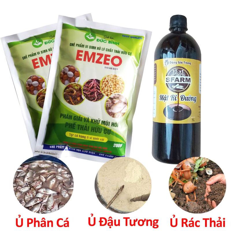Bộ đôi Chế Phẩm Vi Sinh EMZEO & Mật Rỉ Đường  Ủ Phân và Xử Lý Rác Thải Hữu Cơ
