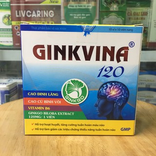 Ginkvina 120 hoạt huyết bổ não hộp10 vỉ x 10 viên