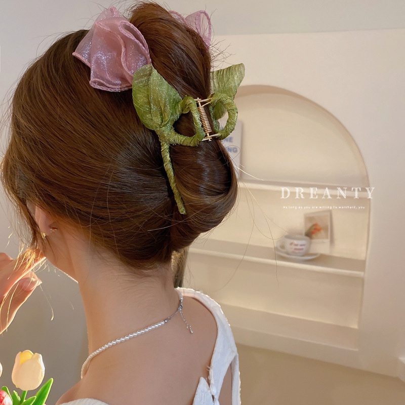 Kẹp Tóc Hình Hoa Tulip / Cá Mập Cỡ Nhỏ Thời Trang Ngọt Ngào Dễ Phối Đồ Cho Nữ