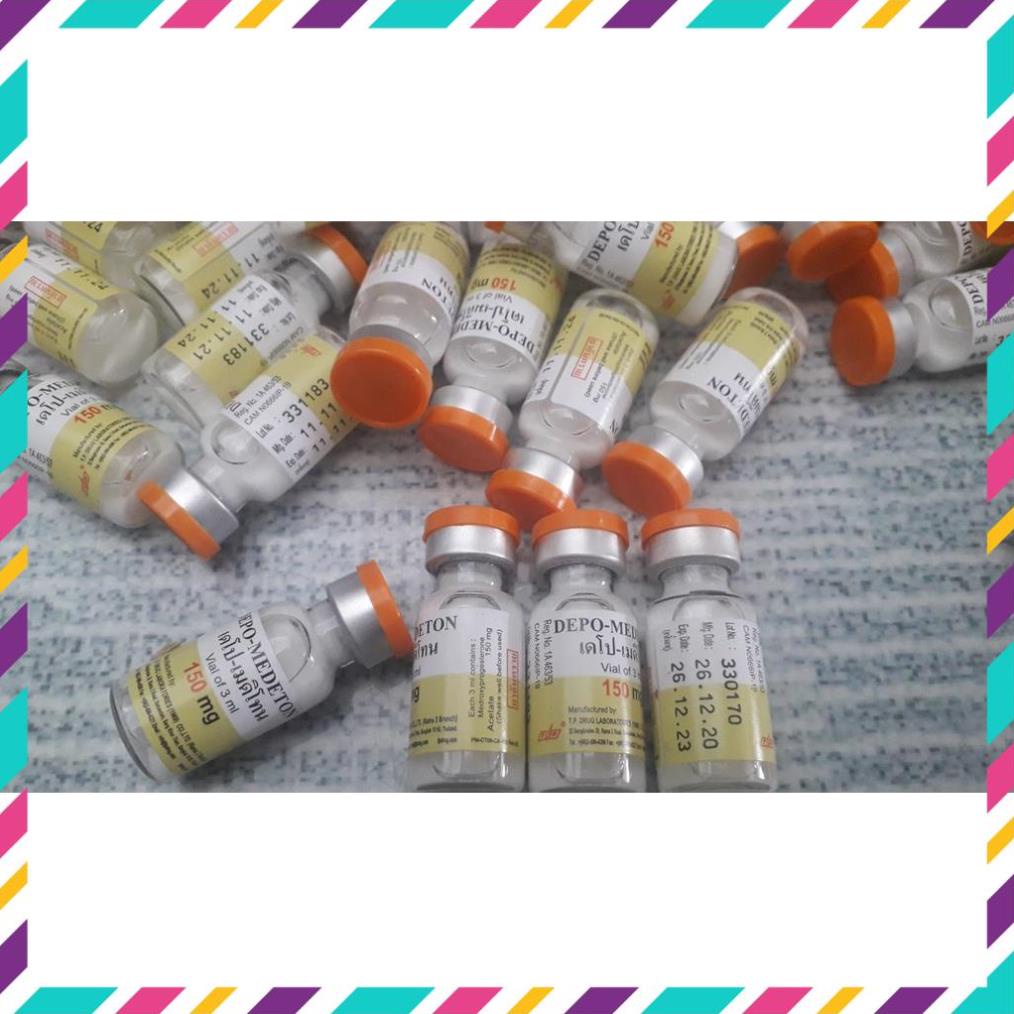 Thú Y. Depo lọ 3ml. Ngừa thai chó, mèo cái. Dùng giảm hưng phấn bò đực, dê đực