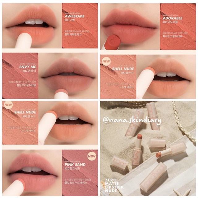 Son Thỏi Lì, Lên Màu Siêu Xinh Romand New Zero Matte Lipstick 3g | BigBuy360 - bigbuy360.vn