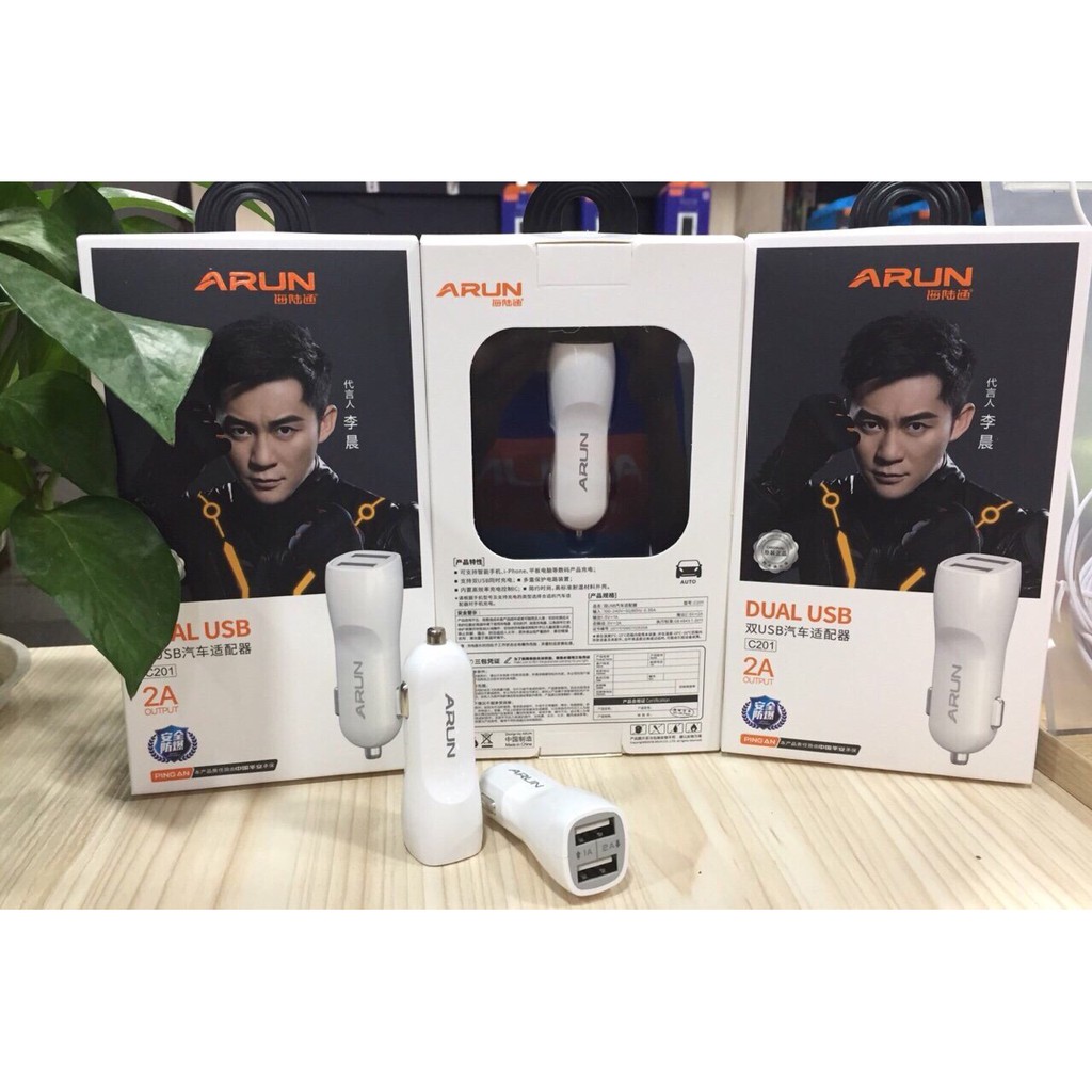 Cốc Sạc Xe Hơi Arun 2 Cổng Usb 2A
