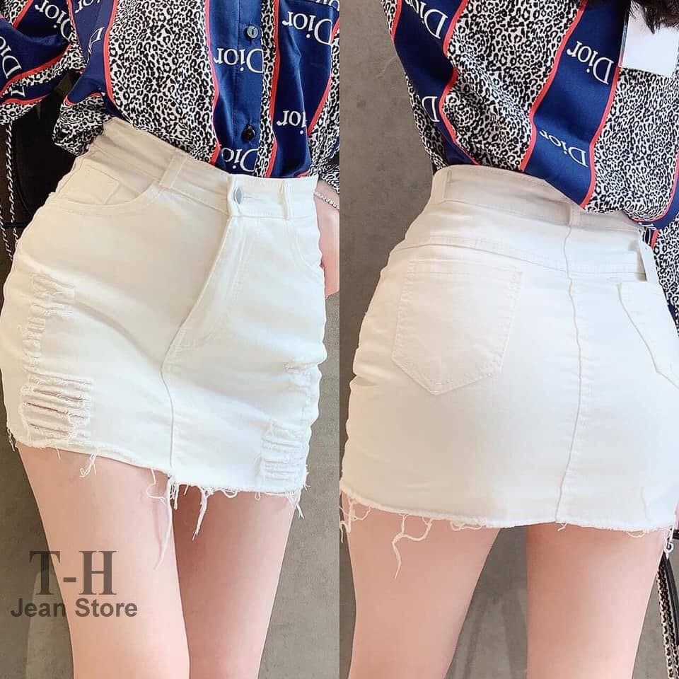 Quần giả váy kaki nhung co dãn Jean TH Store cào rách cá tính phong cách ulzzang