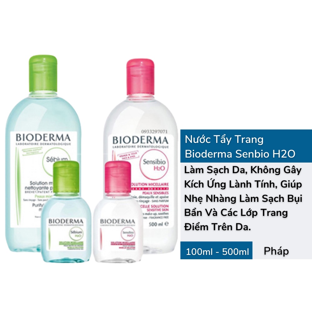 Tẩy Trang Bioderma Sebium H20 Xanh Dành Cho Da Dầu, Da Mụn - Hàng Chính Hãng Bill Đầy Đủ, Date Xa - Xoài Auth