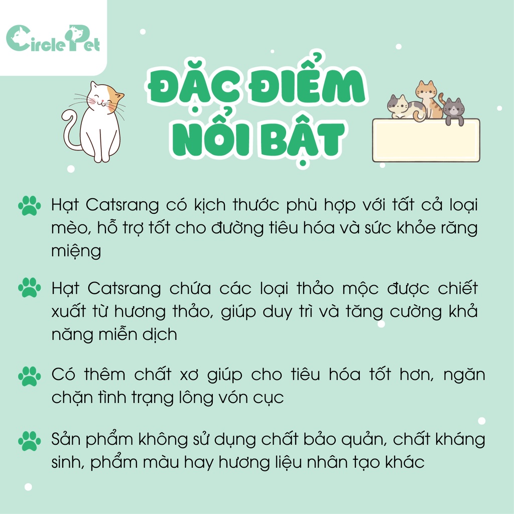 Thức Ăn Hạt Cho Mèo Catsrang Hỗ Trợ Tiêu Hóa Dành Cho Nhiều Lứa Tuổi Túi 400g - Circle Pet