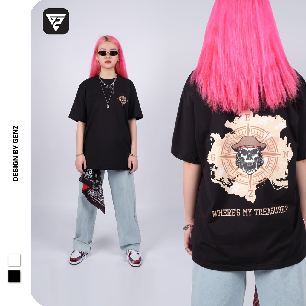 Áo thun tay lỡ GENZ phông Unisex nam nữ Cotton oversize form rộng Where My Treasure | BigBuy360 - bigbuy360.vn