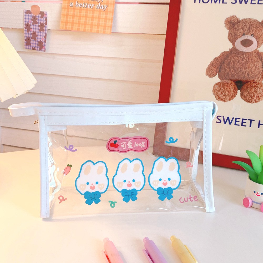 Túi đựng bút mỹ phẩm mini trong suốt in hình cute dễ thương LIZAMO TDB06