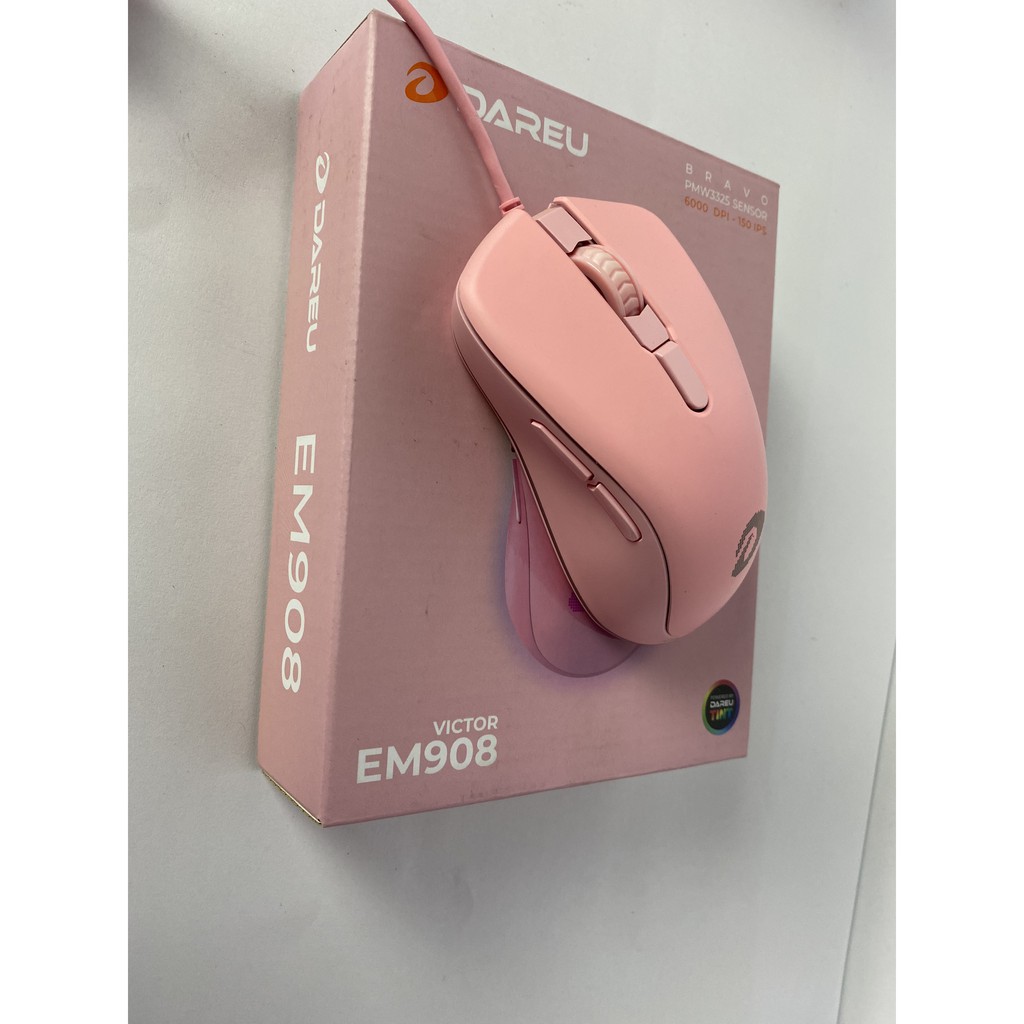 [Mã 159ELSALE hoàn 7% đơn 300K] Chuột máy tính Dareu EM908 Pink USB chuột Gaming chính hãng Dareu