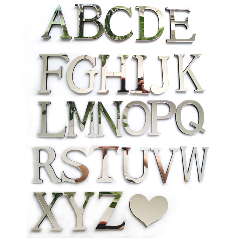 26 chữ cái gương acrylic trang trí tường