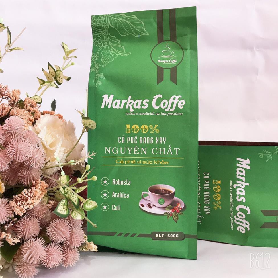[Nông Sản Sạch] Combo 1kg cà phê nguyên chất rang mộc Foody Coffee – Markas yêu thương 500g (tùy chọn phin)
