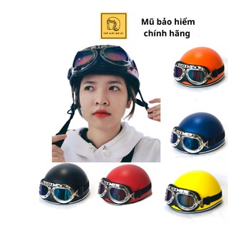 Mũ bảo hiểm nửa đầu nhiều màu kèm kính uv, phi công, mũ 1/2 cao cấp xốp ép nhiệt. Thế Giới Mũ 87