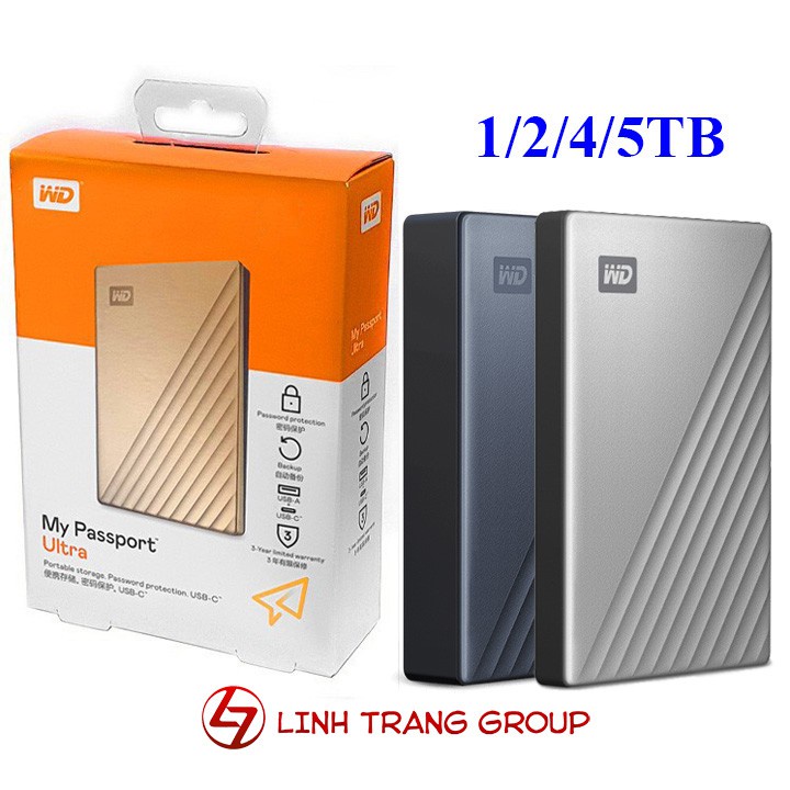 ❃♚❣Ổ cứng di động WD My Passport Ultra 2TB 1TB USB3.0 type-C - bảo hành 3 năm SD44 SD45