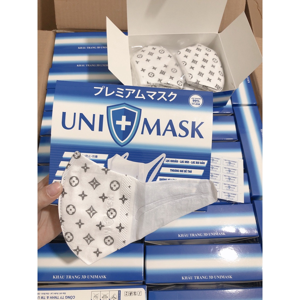 Khẩu trang 3D UniMask Công Nghê Nhật Bản Kháng Khuẩn  -Hàng đóng hộp 50c