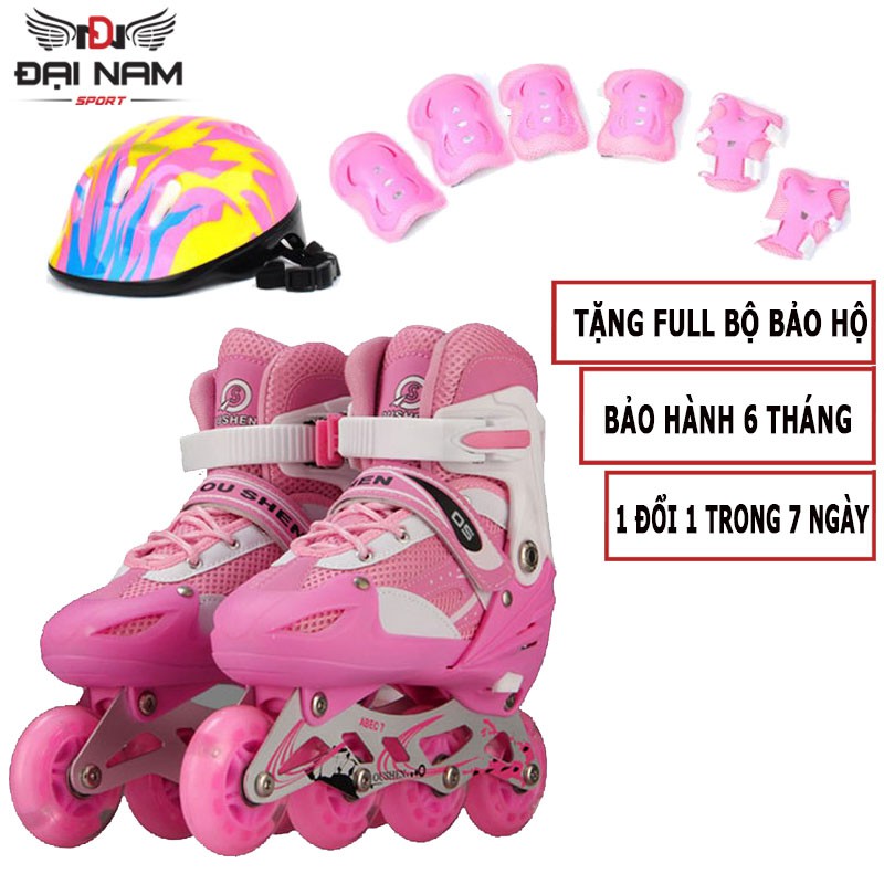 Combo Giày Trượt Patin Trẻ Em,Người Lớn Tăng Giảm Size Cao Cấp OS01 Đại Nam Sport + Tặng Bộ Bảo Hộ