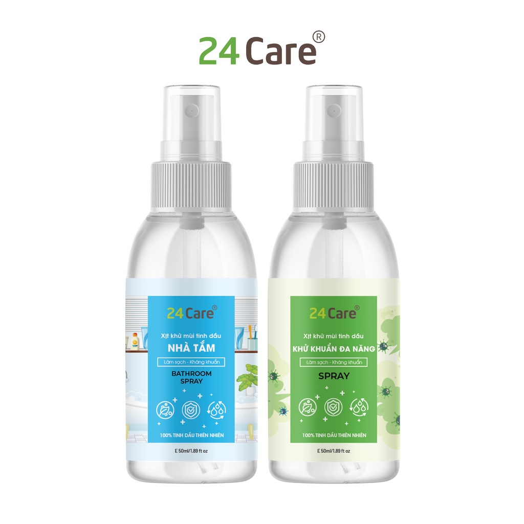 Combo 2 xịt Đa Năng + xịt Nhà Tắm 24Care 50ml/chai