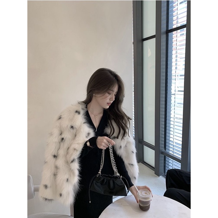 [Giao Ngay] Áo Khoác Lông Cáo Ngắn Dáng Ôm Phong Cách Hàn Quốc Thời Trang Mùa Đông Ấm Áp
