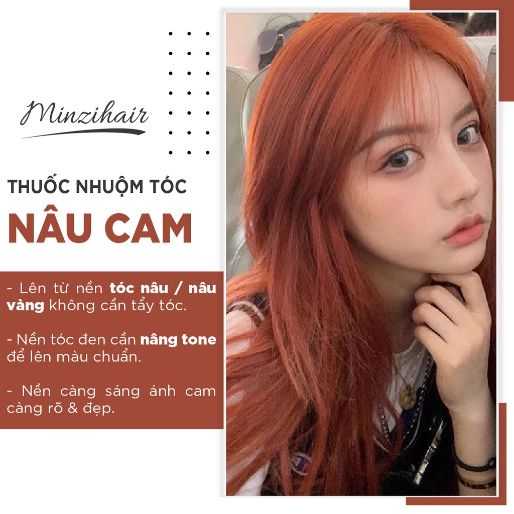 Thuốc Nhuộm Tóc Màu Nâu Cam | Lên Từ Nền Tóc Nâu Không Tẩy - Minzihair