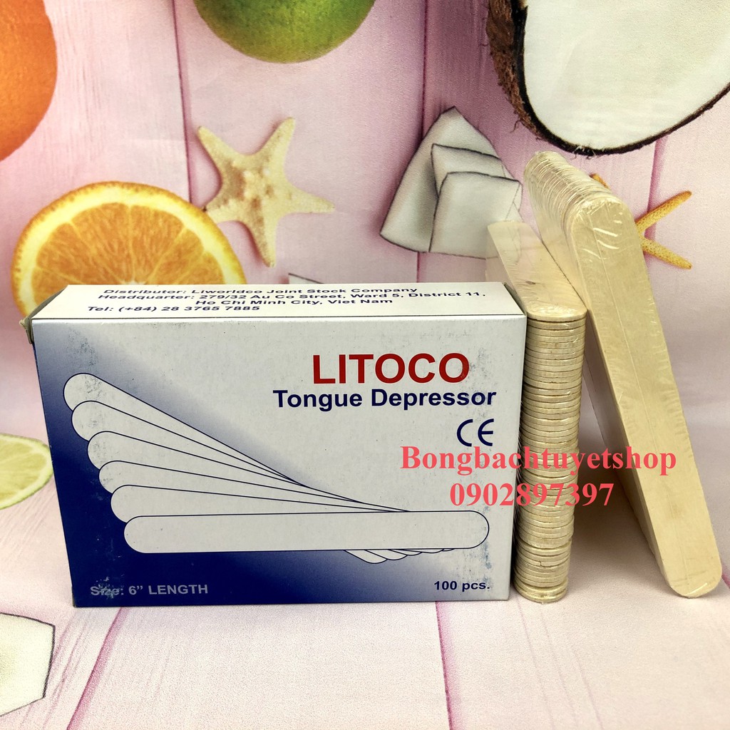 Que Đè Lưỡi LITOCO - Que Kem Gỗ Hộp 100 Que