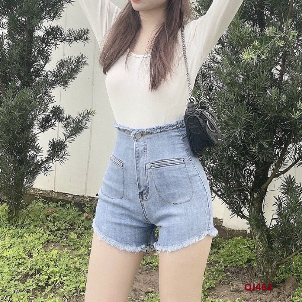 Quần đùi jeans lưng cao co giãn ôm dáng QJ462